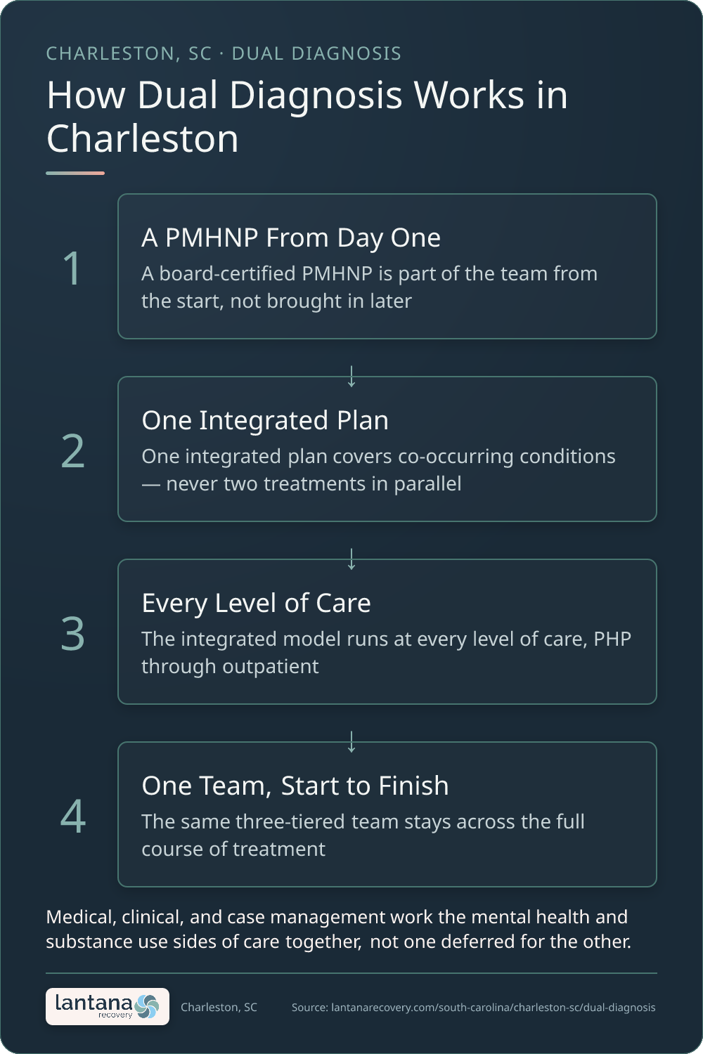 How Dual Diagnosis Treatment works in Charleston — an infographic