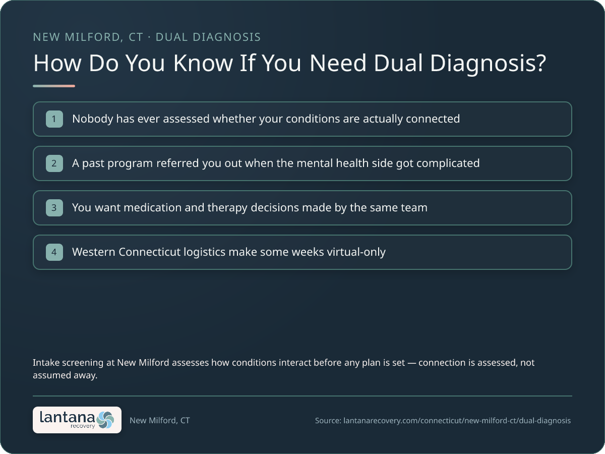 How do you know if you need Dual Diagnosis Treatment in New Milford? — a checklist infographic