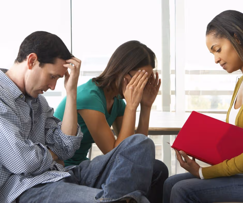 A couple discussing how to set boundaries for a healthy relationship