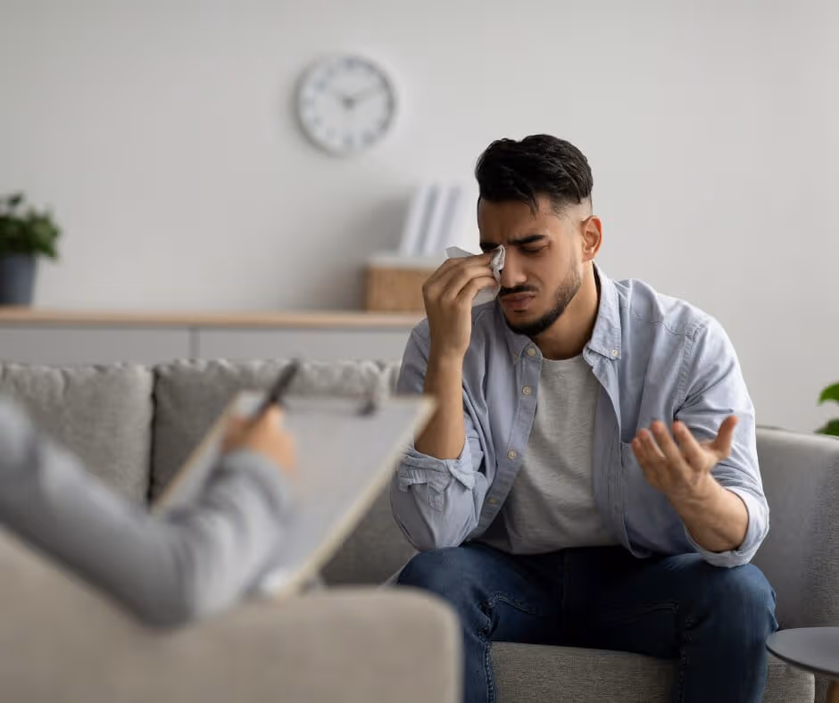 A person seeking professional help for alcohol withdrawal