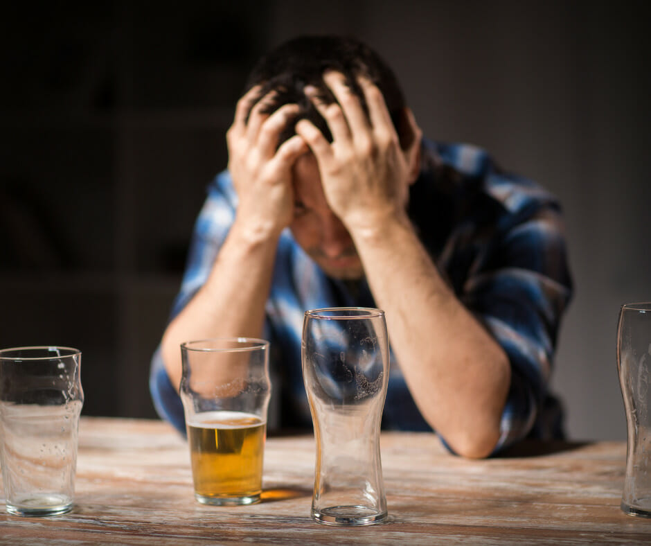 A person experiencing more severe withdrawal symptoms from alcohol abuse